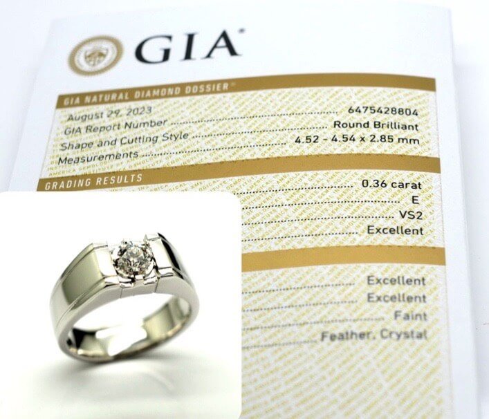 แหวนเพชร พร้อมใบ Certificate GIA